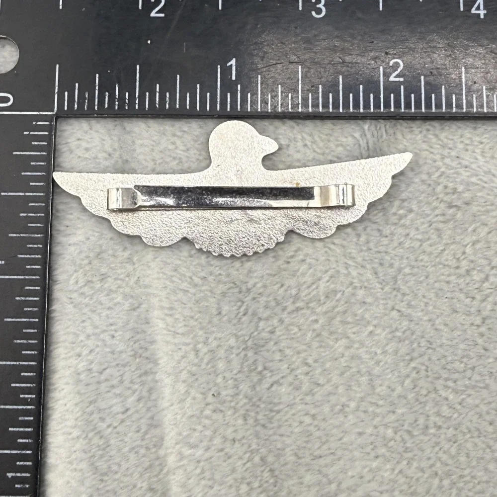 Vintage Estate Hair Barrette Silver Tone Blue Enamel Thunderbird Bird 2in